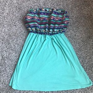Strapless Teal Dress